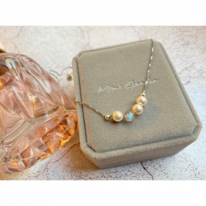 施華洛水晶珍珠拉長石圓珠頸鏈 - Swarovski crystal pearls with labradorite bead necklace #10020