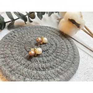 異色淡水珍珠耳環⁣ -Multicolor freshwater pearls 925 silver earrings #10031