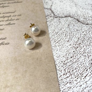 淡水珍珠7/8/9mm饅頭珠耳釘 freshwater pearl bun earrings #10039